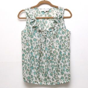 Loft ruffle cheetah print top